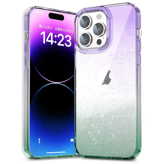Star Gradient Phone Case - For iPhone 14 Pro Max / Purple Green
