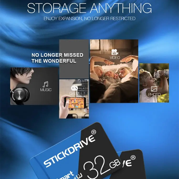 STICKDRIVE 128GB High Speed U3 Blue and Black TF(Micro SD) Memory Card 128GB - 128GB
