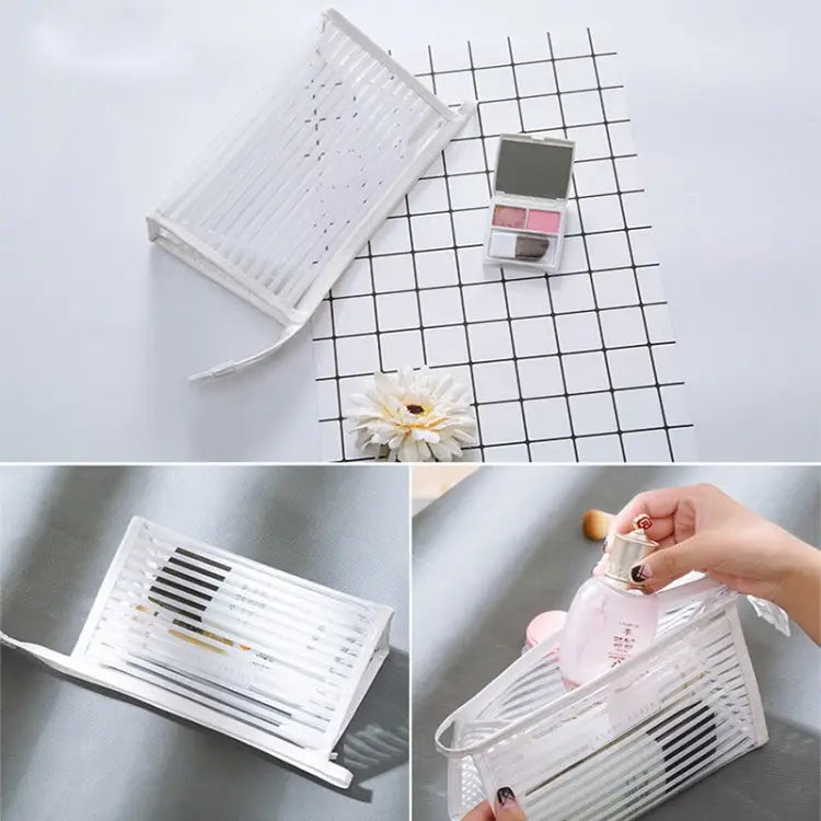 Stripe Style Portable Travel Cosmetic Organizer Bag Size: 23*14*9cm Random Color Delivery Stripe Style Cosmetic