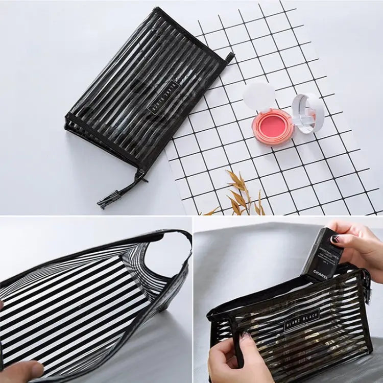 Stripe Style Portable Travel Cosmetic Organizer Bag Size: 23*14*9cm Random Color Delivery Stripe Style Cosmetic