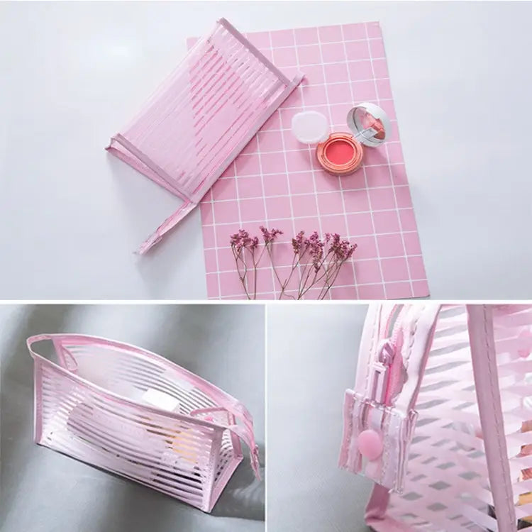 Stripe Style Portable Travel Cosmetic Organizer Bag Size: 23*14*9cm Random Color Delivery Stripe Style Cosmetic