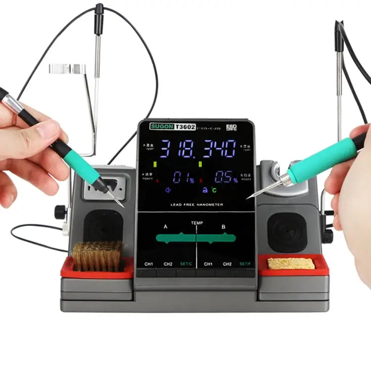 SUGON T3602 110V 240W Dual Station Nano Electric Soldering Station with Double Handle US Plug T3602 US Plug - T3602,