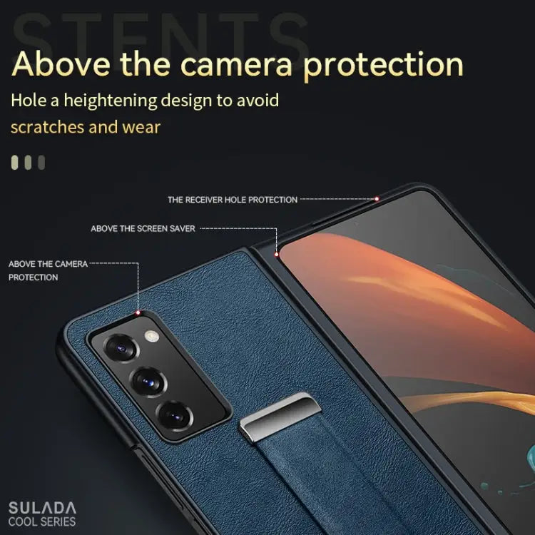 SULADA Cool Series PC + Leather Texture Skin Feel Shockproof Phone Case For Samsung Galaxy Z Fold2 For Samsung Galaxy Z