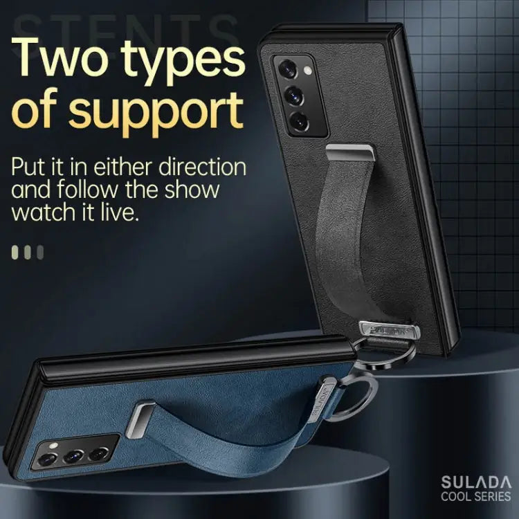 SULADA Cool Series PC + Leather Texture Skin Feel Shockproof Phone Case For Samsung Galaxy Z Fold2 For Samsung Galaxy Z