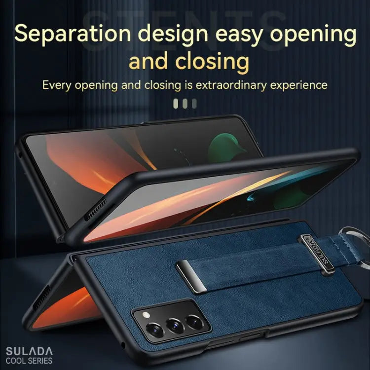 SULADA Cool Series PC + Leather Texture Skin Feel Shockproof Phone Case For Samsung Galaxy Z Fold2 For Samsung Galaxy Z