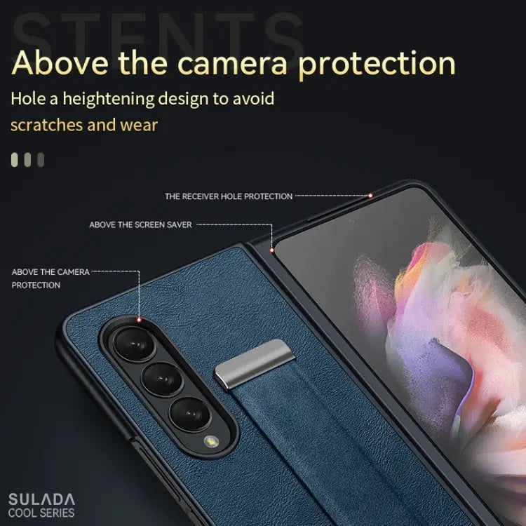 SULADA Cool Series PC + Leather Texture Skin Feel Shockproof Phone Case For Samsung Galaxy Z Fold3 5G For iPhone 12