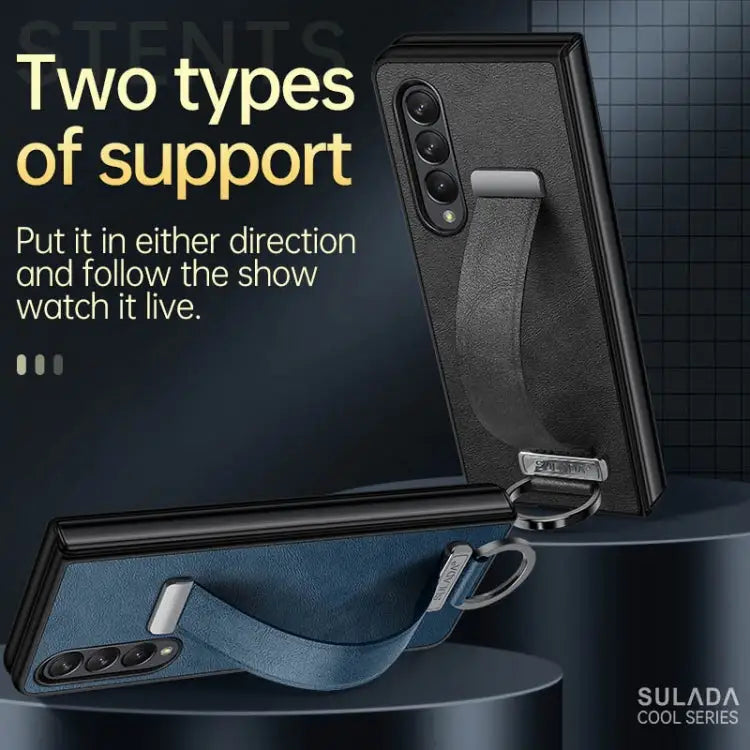 SULADA Cool Series PC + Leather Texture Skin Feel Shockproof Phone Case For Samsung Galaxy Z Fold3 5G For iPhone 12