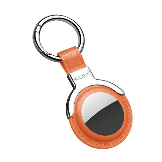 SULADA Leather Protective Cover Case with Switchable Keychain Ring For AirTag - Orange - Apple Accessories