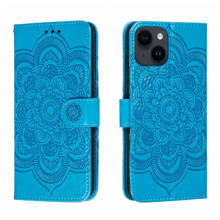 Sun Mandala Embossing Leather Phone Case For iPhone 14 / 13 For iPhone 14 Plus For iPhone 14 Pro - For iPhone 14 / 13