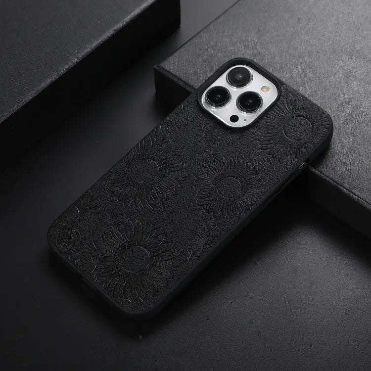 Sunflower Pattern PU + TPU + PC Shockproof Phone Case For iPhone 13 Pro Max For Motorola Razr 5G For Huawei P50 Pocket
