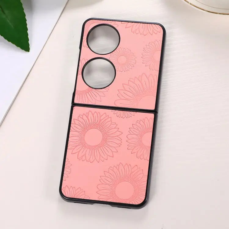 Sunflower Pattern PU + TPU + PC Shockproof Phone Case For iPhone 13 Pro Max For Motorola Razr 5G For Huawei P50 Pocket
