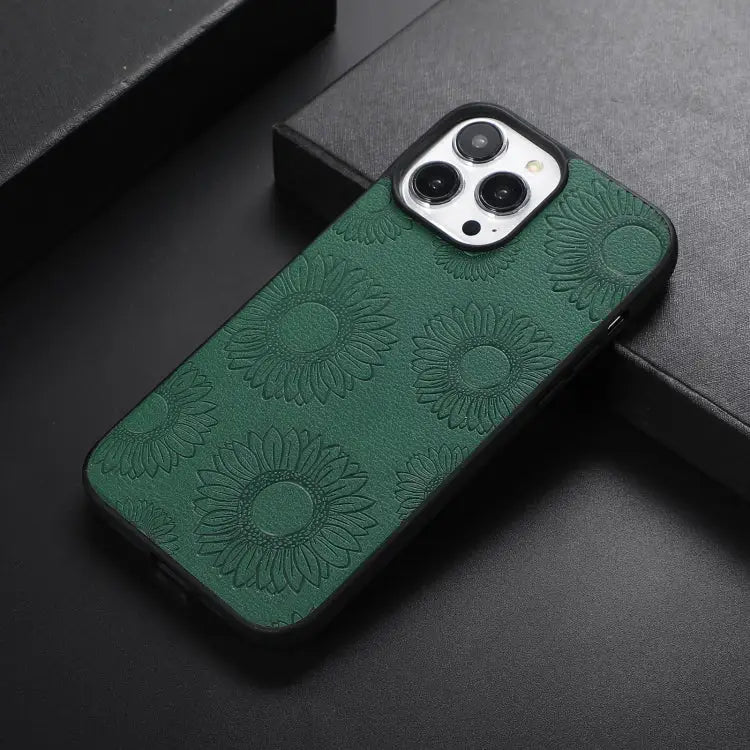 Sunflower Pattern PU + TPU + PC Shockproof Phone Case For iPhone 13 Pro Max For Motorola Razr 5G For Huawei P50 Pocket
