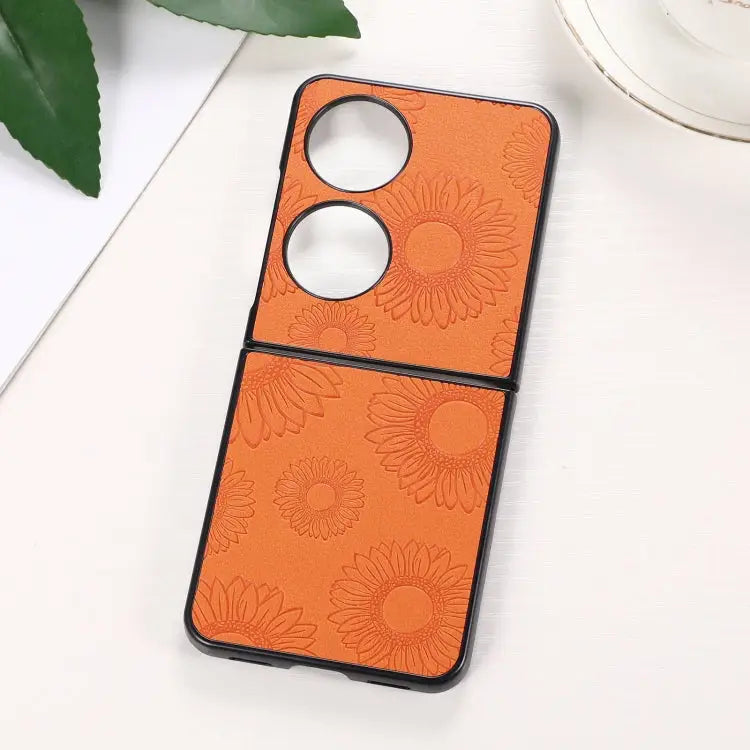 Sunflower Pattern PU + TPU + PC Shockproof Phone Case For iPhone 13 Pro Max For Motorola Razr 5G For Huawei P50 Pocket