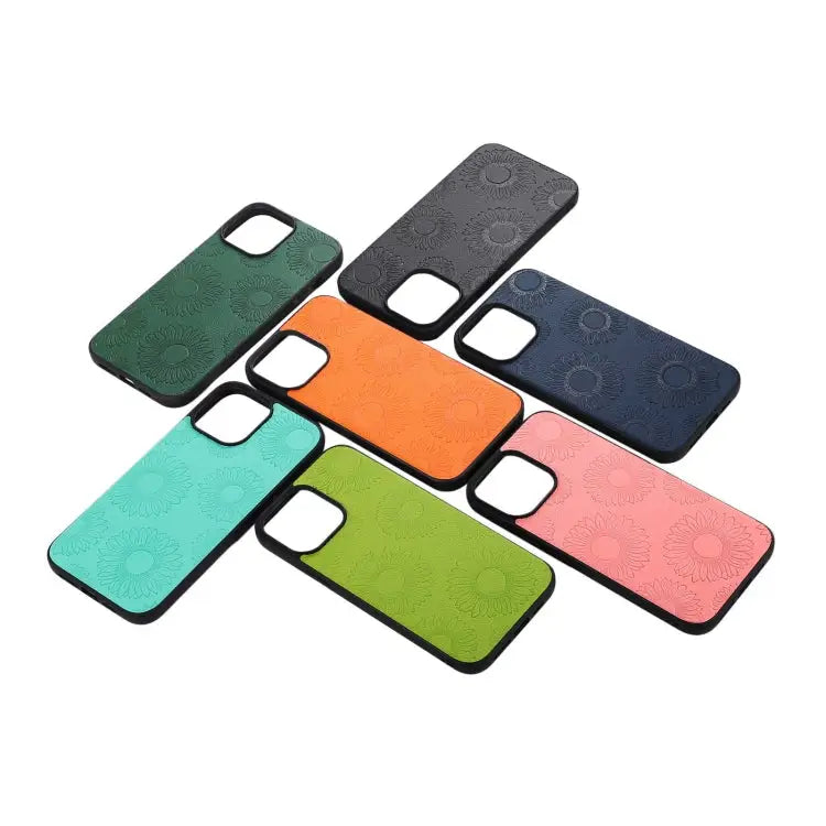Sunflower Pattern PU + TPU + PC Shockproof Phone Case For iPhone 13 Pro Max For Motorola Razr 5G For Huawei P50 Pocket