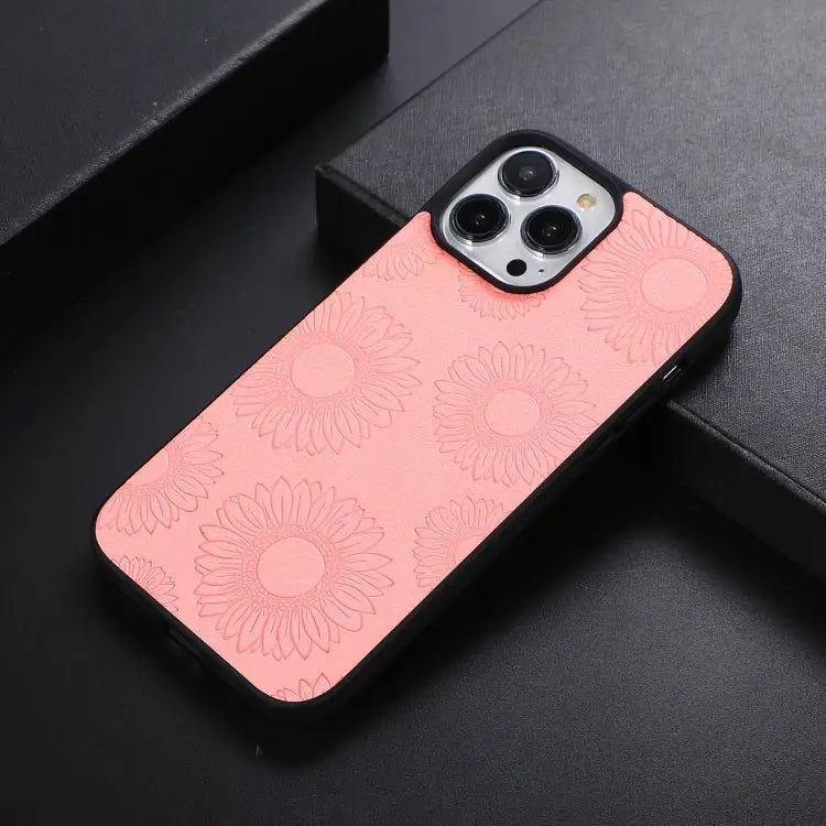 Sunflower Pattern PU + TPU + PC Shockproof Phone Case For iPhone 13 Pro Max For Motorola Razr 5G For Huawei P50 Pocket