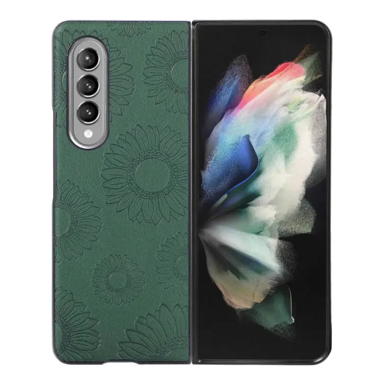 Sunflower Pattern PU + TPU + PC Shockproof Phone Case For Samsung Galaxy Z Flip3 5G For Samsung Galaxy Z Fold3 5G