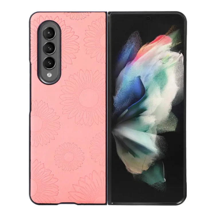 Sunflower Pattern PU + TPU + PC Shockproof Phone Case For Samsung Galaxy Z Flip3 5G For Samsung Galaxy Z Fold3 5G