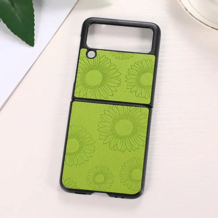 Sunflower Pattern PU + TPU + PC Shockproof Phone Case For Samsung Galaxy Z Flip3 5G For Samsung Galaxy Z Fold3 5G