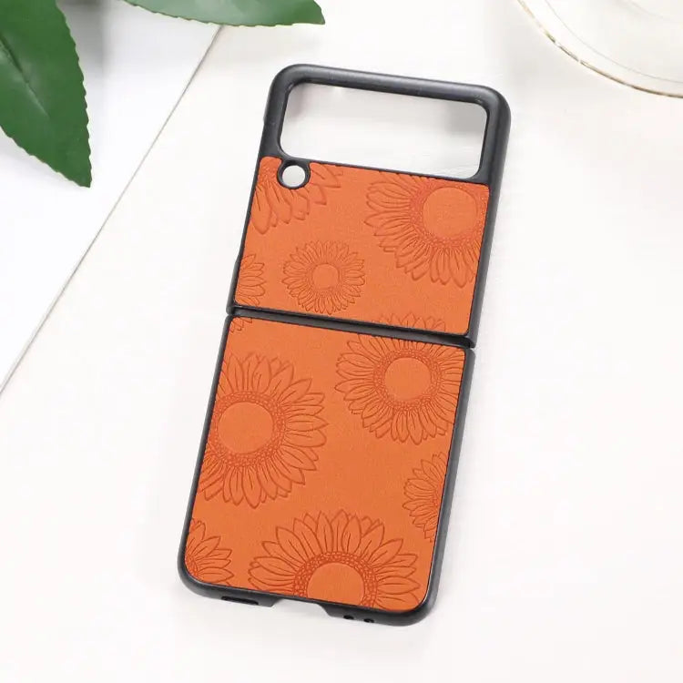 Sunflower Pattern PU + TPU + PC Shockproof Phone Case For Samsung Galaxy Z Flip3 5G For Samsung Galaxy Z Fold3 5G
