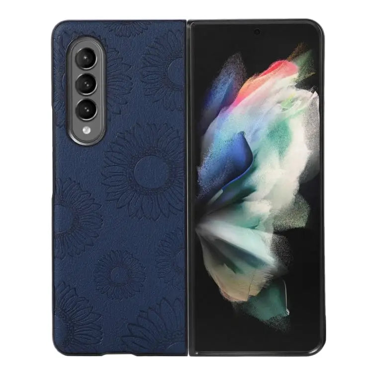 Sunflower Pattern PU + TPU + PC Shockproof Phone Case For Samsung Galaxy Z Flip3 5G For Samsung Galaxy Z Fold3 5G