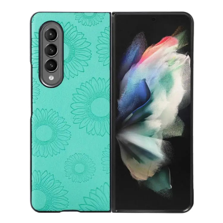Sunflower Pattern PU + TPU + PC Shockproof Phone Case For Samsung Galaxy Z Flip3 5G For Samsung Galaxy Z Fold3 5G