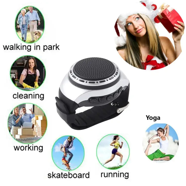 Support Hands-free Calls & Intelligent Screen Display & FM Radio & TF Card & Cellphone Anti-lost - Silver