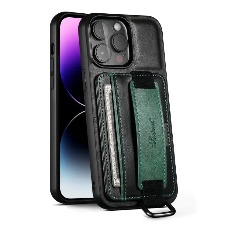 Suteni H13 Card Wallet Wrist Strap Holder PU Phone Case For iPhone 11 Pro For iPhone 11 For iPhone 11 Pro Max