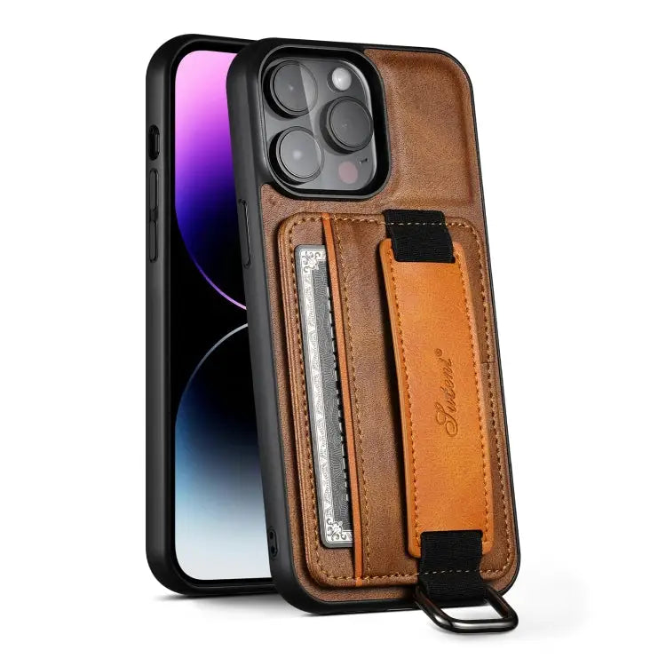 Suteni H13 Card Wallet Wrist Strap Holder PU Phone Case For iPhone 11 Pro For iPhone 11 For iPhone 11 Pro Max