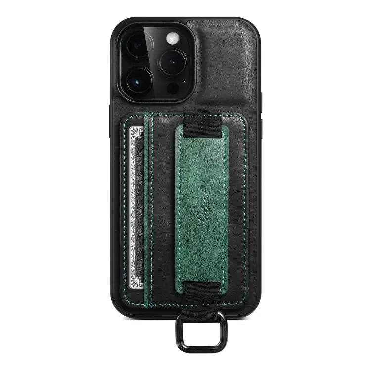 Suteni H13 Card Wallet Wrist Strap Holder PU Phone Case For iPhone 14 For iPhone 14 Pro For iPhone 14 Plus For iPhone