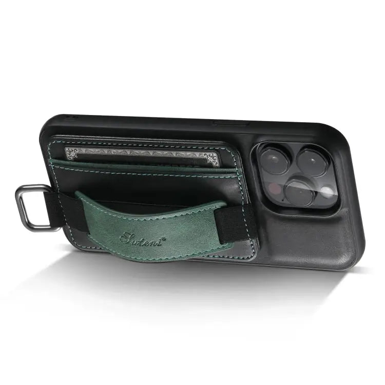 Suteni H13 Card Wallet Wrist Strap Holder PU Phone Case For iPhone 14 For iPhone 14 Pro For iPhone 14 Plus For iPhone