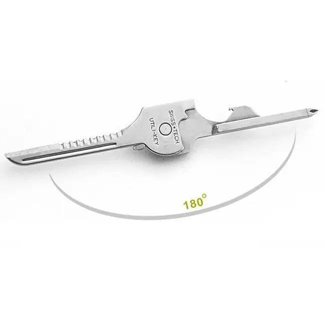SWISS + TECH Stainless Steel 6 in 1 Multi-function Outdoor Key Chain Foldable Mini Tools Key Ring