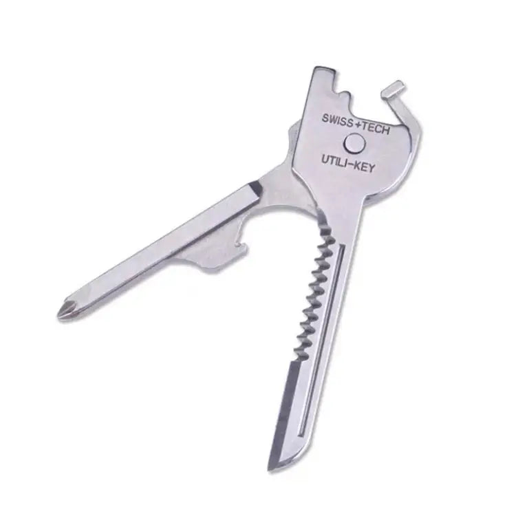 SWISS + TECH Stainless Steel 6 in 1 Multi-function Outdoor Key Chain Foldable Mini Tools Key Ring