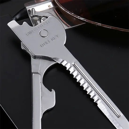 SWISS + TECH Stainless Steel 6 in 1 Multi-function Outdoor Key Chain Foldable Mini Tools Key Ring