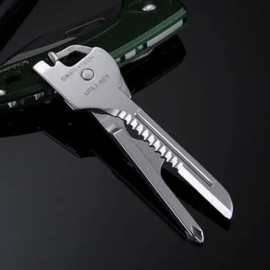 SWISS + TECH Stainless Steel 6 in 1 Multi-function Outdoor Key Chain Foldable Mini Tools Key Ring