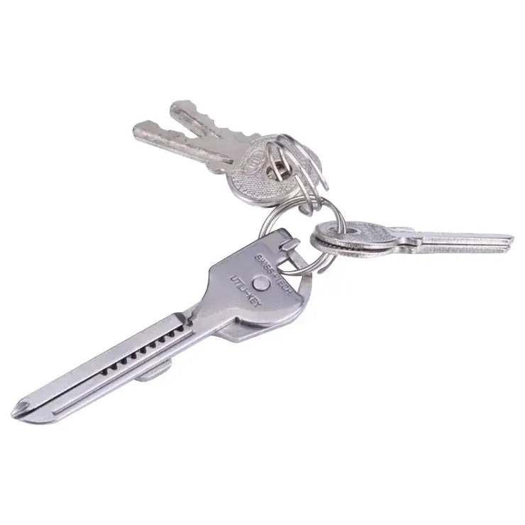 SWISS + TECH Stainless Steel 6 in 1 Multi-function Outdoor Key Chain Foldable Mini Tools Key Ring