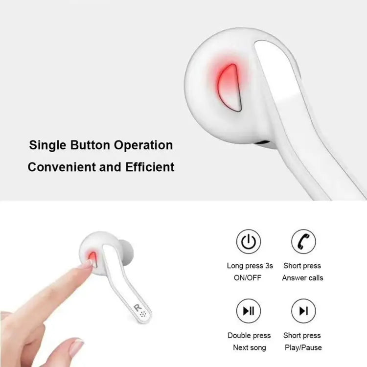 T-88 TWS Bluetooth V5.0 Wireless Stereo Earphones with Magnetic Charging Box - White
