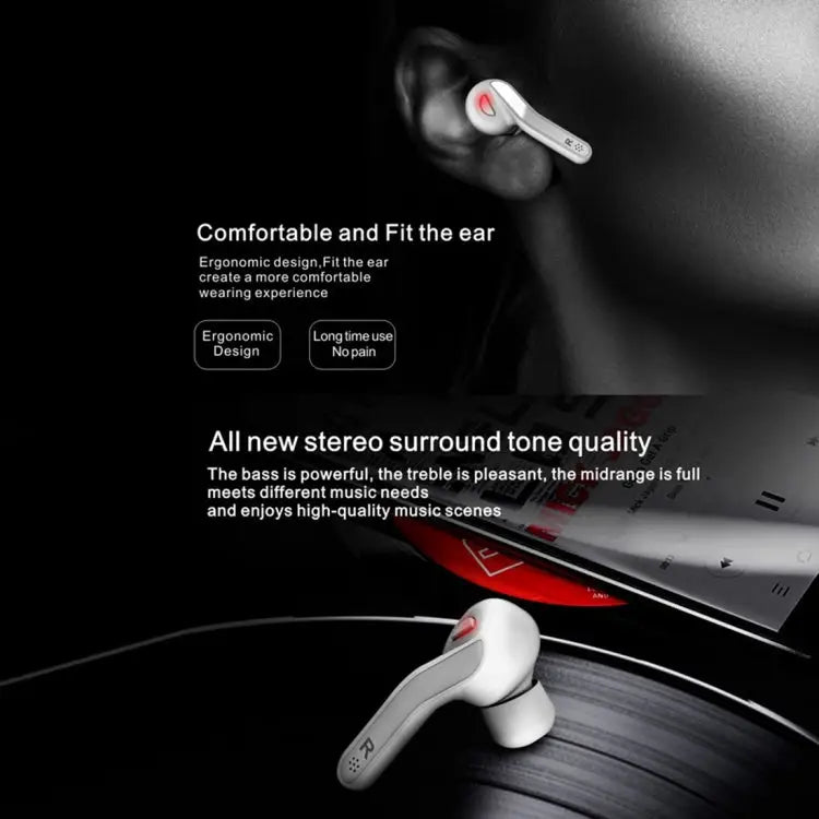T-88 TWS Bluetooth V5.0 Wireless Stereo Earphones with Magnetic Charging Box - White