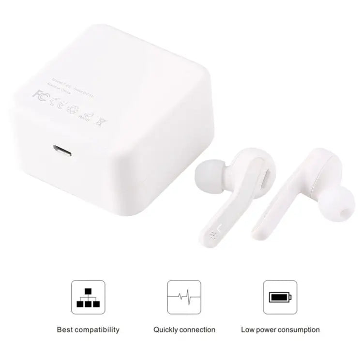 T-88 TWS Bluetooth V5.0 Wireless Stereo Earphones with Magnetic Charging Box - White