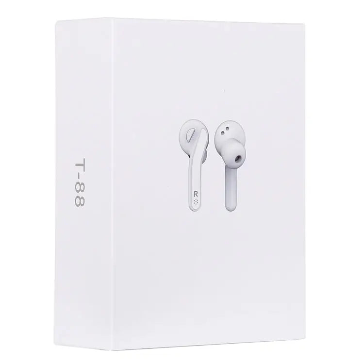 T-88 TWS Bluetooth V5.0 Wireless Stereo Earphones with Magnetic Charging Box - White