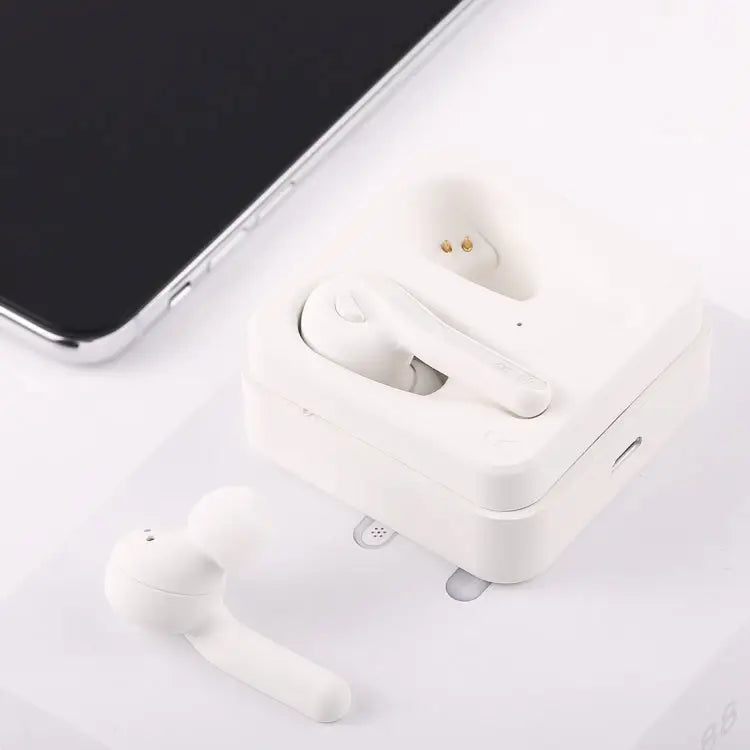 T-88 TWS Bluetooth V5.0 Wireless Stereo Earphones with Magnetic Charging Box - White