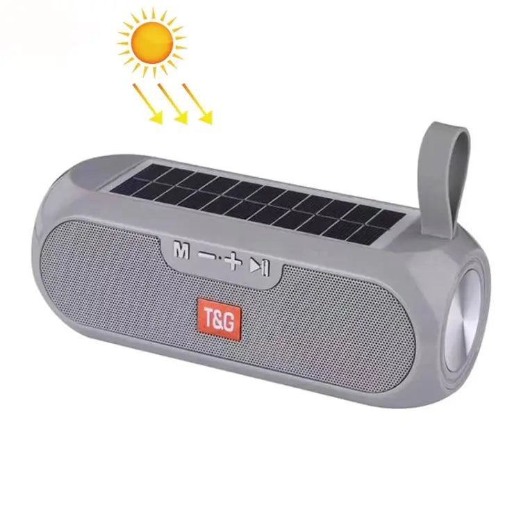 T&G TG182 Portable Column Wireless Stereo Music Box Solar Power waterproof USB AUX FM radio super bass - Grey - Apple