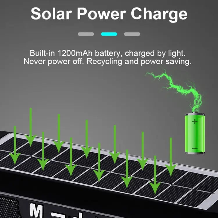 T&G TG182 Portable Column Wireless Stereo Music Box Solar Power waterproof USB AUX FM radio super bass - Apple