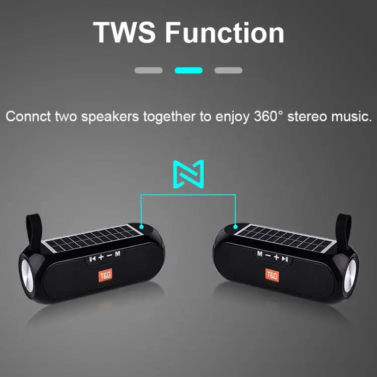 T&G TG182 Portable Column Wireless Stereo Music Box Solar Power waterproof USB AUX FM radio super bass - Apple