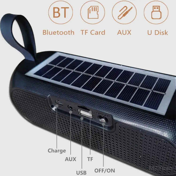 T&G TG182 Portable Column Wireless Stereo Music Box Solar Power waterproof USB AUX FM radio super bass - Apple