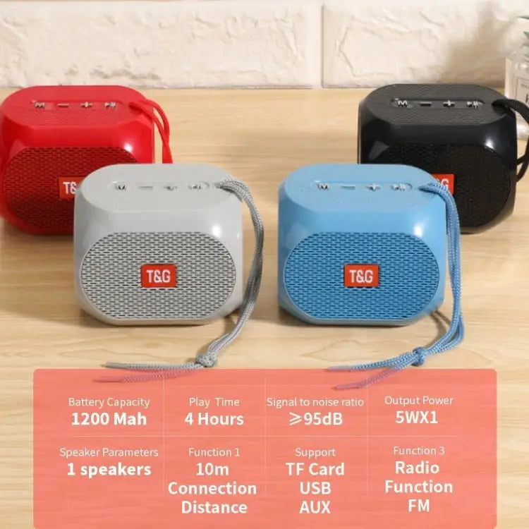 T&G TG196 TWS Subwoofer Bluetooth Speaker With Braided Cord Support USB/AUX/TF Card/FM - Gray