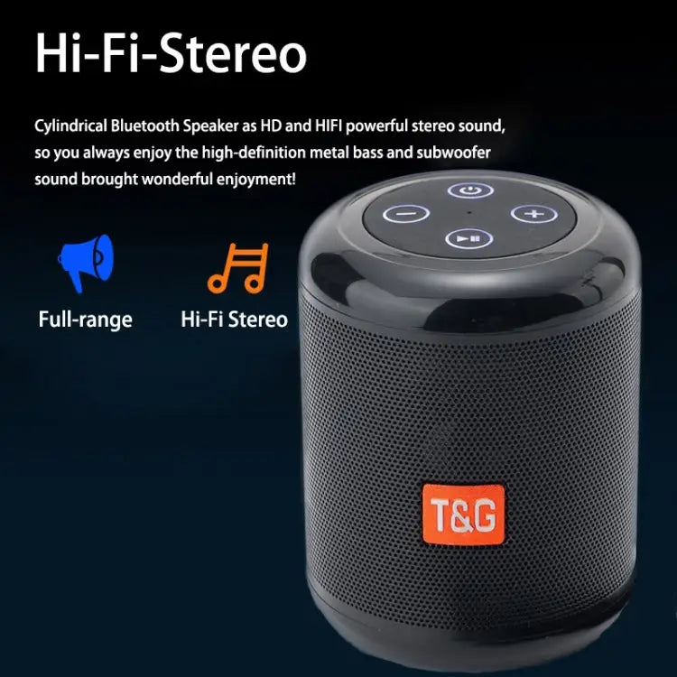T&G TG519 TWS HiFi Portable Bluetooth Speaker Subwoofer Outdoor Wireless Column Speakers Support TF Card / FM / 3.5mm
