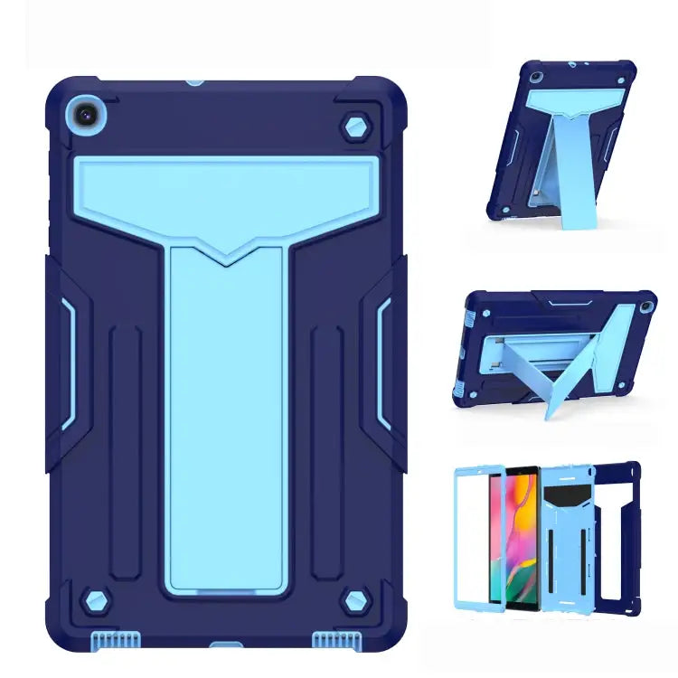 T-shaped Bracket Contrast Color Shockproof PC + Silicone Flat Protective Case For Samsung Galaxy Tab A8.0 (2019) T290
