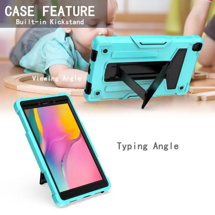 T-shaped Bracket Contrast Color Shockproof PC + Silicone Flat Protective Case For Samsung Galaxy Tab A8.0 (2019) T290