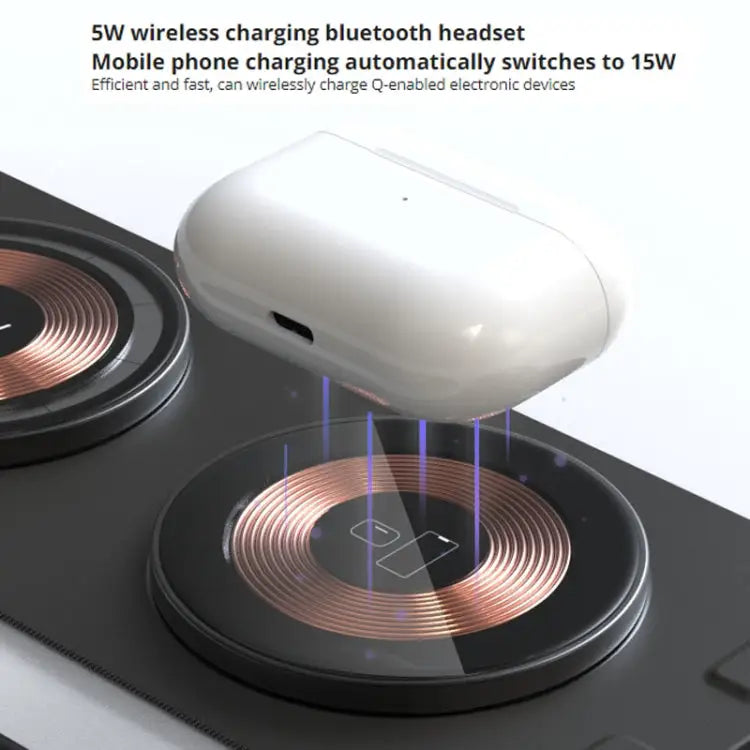 T01 15W 3 in 1 Wireless Charger Foldable Clear Glass Portable Fast Charger - T01