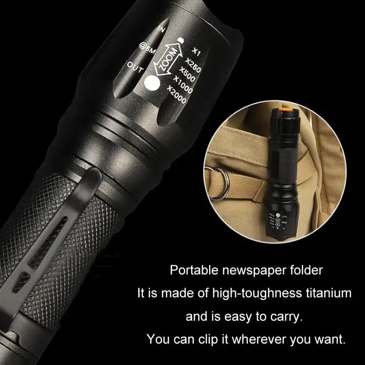 T02 Pen Clip Mini Flashlight T6 Telescopic Zoom Led Flashlight Outdoor Waterproof Long Shot Glare Flashlight T02 Pen